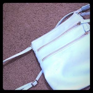 Blue side bag 3 zippers